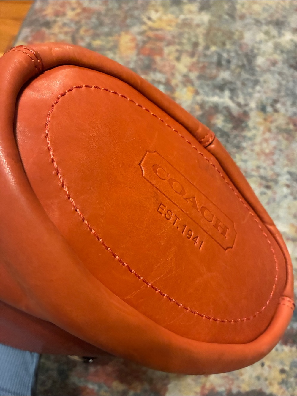 Coach F13353 MEDIUM Vintage Bleecker Rust Orange Leather Bucket Bag - Picture 10 of 10